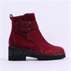 Paul Green Strap Buckle Wedge Heel Boot - Bordeaux Suede